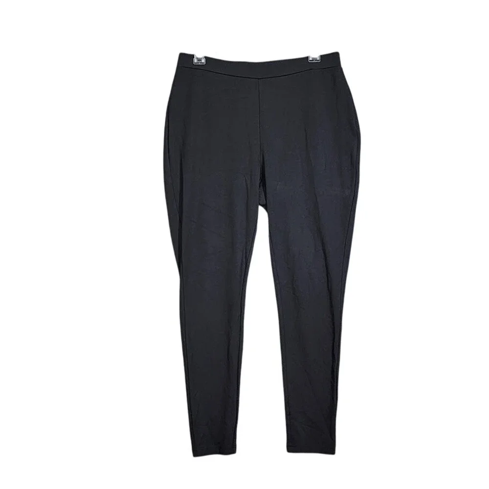 Chico's Ponte Pants 1R Black Pull On Elastic Waist Comfort Stretch‎ US 8R